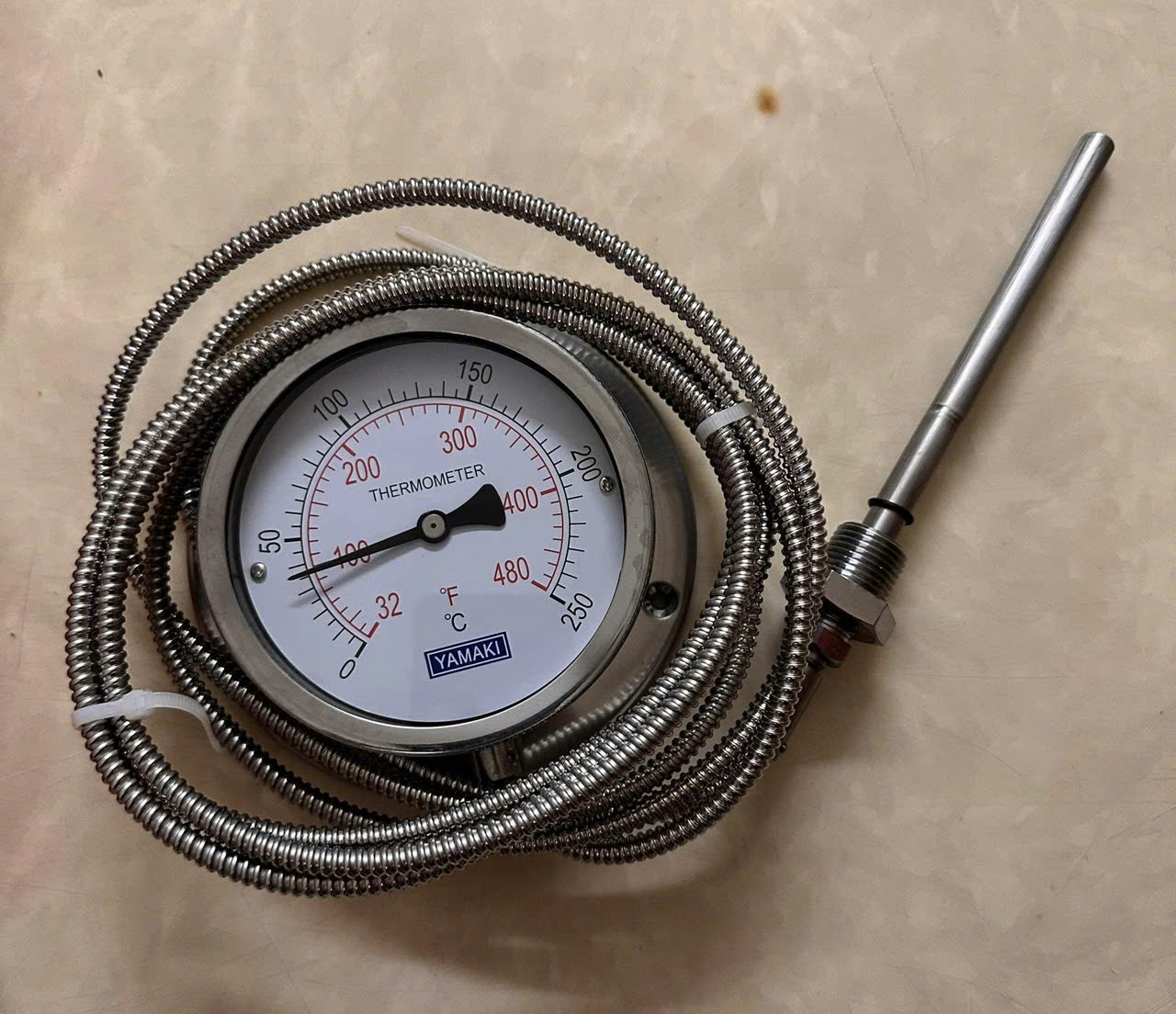 ĐỒNG HỒ NHIỆT ĐỘ DÂY 3M D100 QUE DÀI L150MM YAMAKI