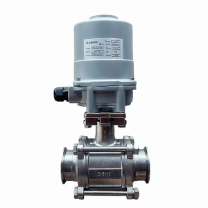 VAN BI 3 THÂN  INOX 316 NỐI CLAMP ĐIỀU KHIỂN ĐIỆN TUYẾN TÍNH 4-20mA