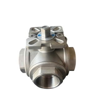 VAN BI 3 NGÃ CHỮ L INOX 304 CÓ ĐẾ NỐI REN